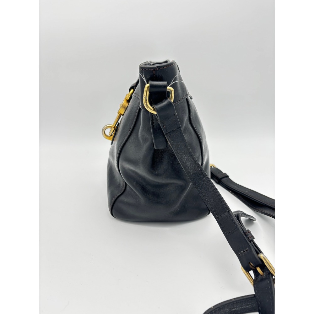 Dooney & Bourke Florentine Vacchetta Leather Crossbody Bucket Bag Black Gold - Picture 6 of 9